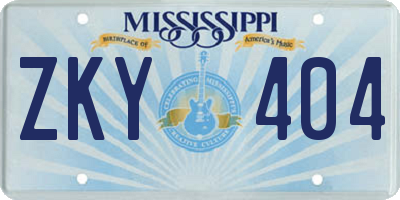 MS license plate ZKY404