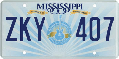 MS license plate ZKY407