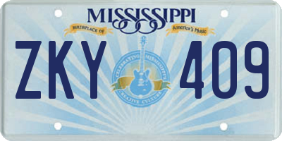 MS license plate ZKY409