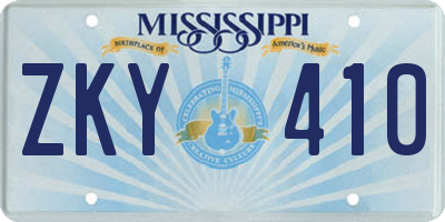 MS license plate ZKY410