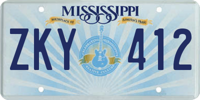 MS license plate ZKY412