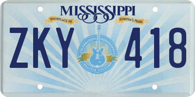 MS license plate ZKY418