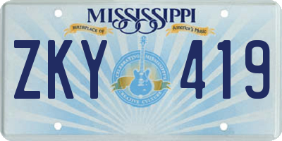 MS license plate ZKY419