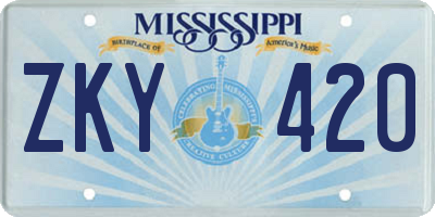 MS license plate ZKY420