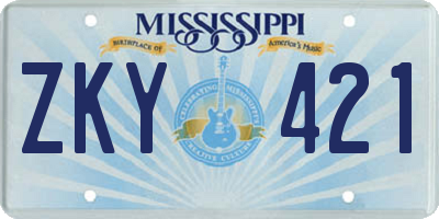 MS license plate ZKY421