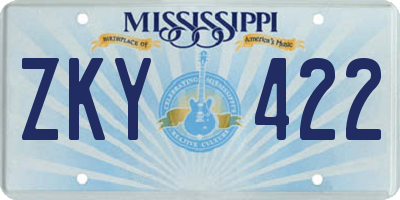 MS license plate ZKY422