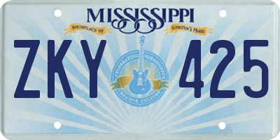 MS license plate ZKY425