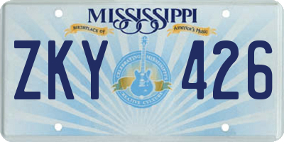 MS license plate ZKY426