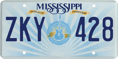 MS license plate ZKY428