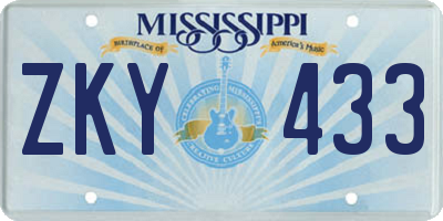 MS license plate ZKY433