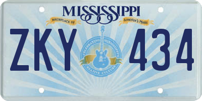 MS license plate ZKY434