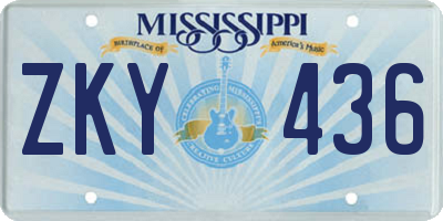 MS license plate ZKY436
