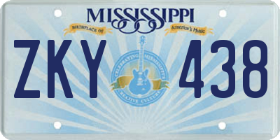 MS license plate ZKY438
