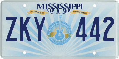 MS license plate ZKY442
