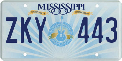 MS license plate ZKY443