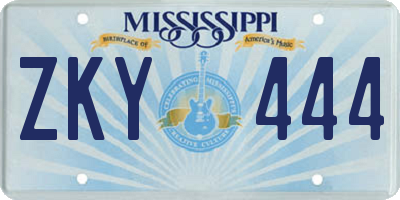 MS license plate ZKY444