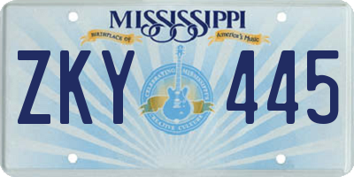 MS license plate ZKY445
