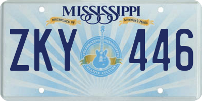 MS license plate ZKY446