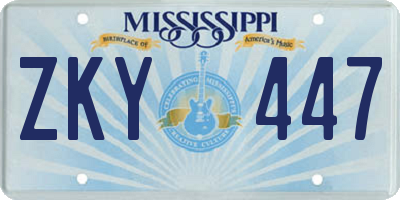 MS license plate ZKY447
