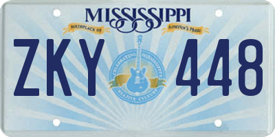MS license plate ZKY448