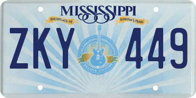 MS license plate ZKY449