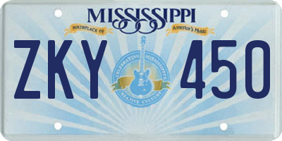 MS license plate ZKY450