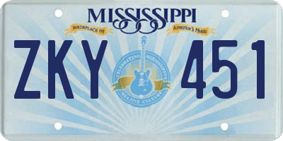 MS license plate ZKY451
