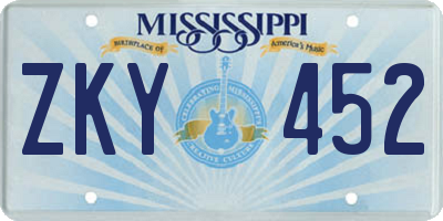 MS license plate ZKY452