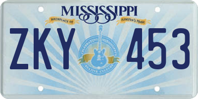 MS license plate ZKY453
