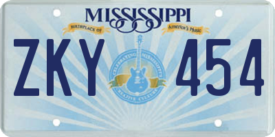 MS license plate ZKY454