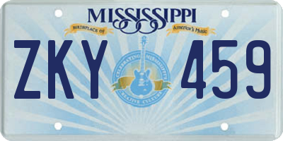 MS license plate ZKY459