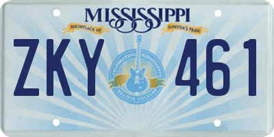 MS license plate ZKY461