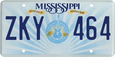 MS license plate ZKY464