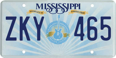 MS license plate ZKY465