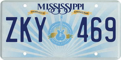MS license plate ZKY469