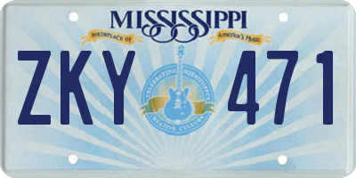 MS license plate ZKY471