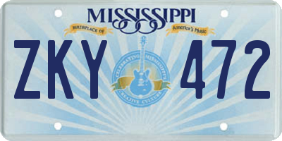 MS license plate ZKY472