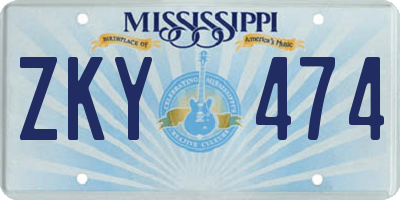 MS license plate ZKY474