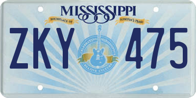 MS license plate ZKY475