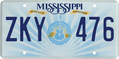 MS license plate ZKY476