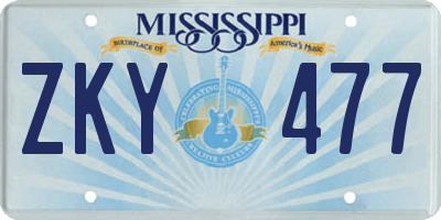 MS license plate ZKY477