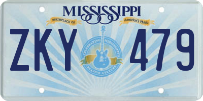 MS license plate ZKY479