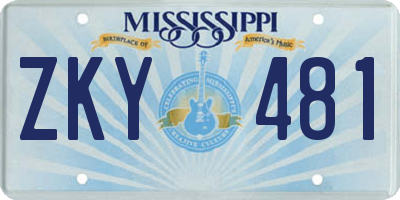 MS license plate ZKY481