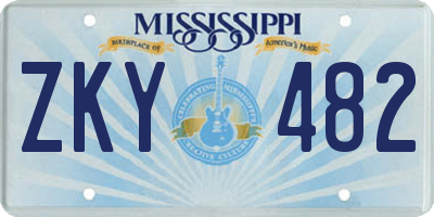 MS license plate ZKY482