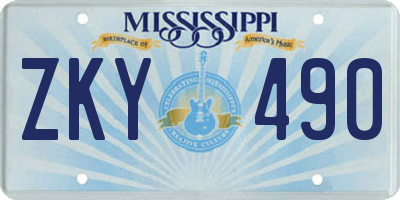 MS license plate ZKY490