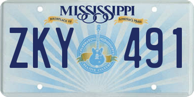 MS license plate ZKY491