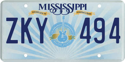 MS license plate ZKY494