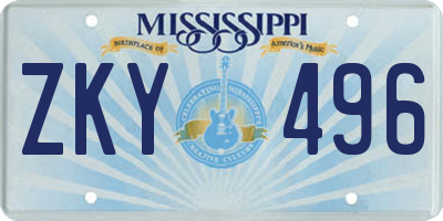 MS license plate ZKY496