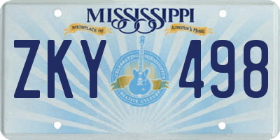 MS license plate ZKY498