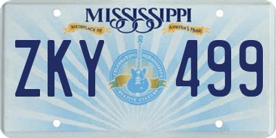 MS license plate ZKY499